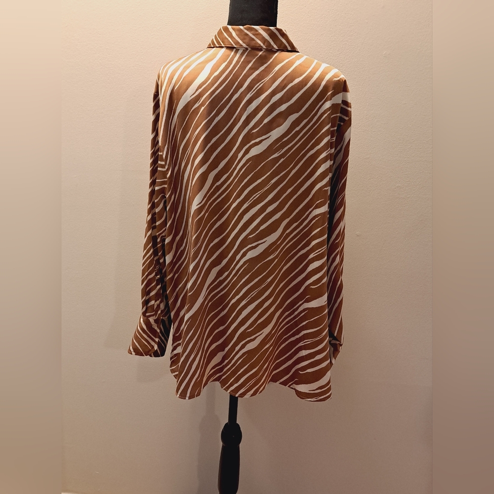 📌Sz XXL | Tan/Cream Long Sleeve Top | a new day - Picture 10 of 13